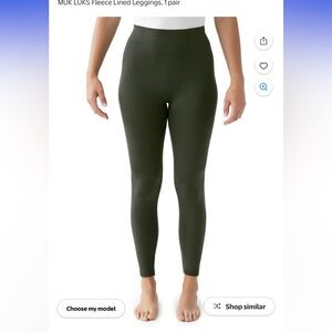Muk Luks Fleece Lined Leggings, 1 pair, Olive